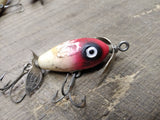 Vtg Shakespeare Wooden Midget Spinner Fresh Water Red White Fishing Lure Plug