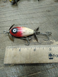 Vtg Shakespeare Wooden Midget Spinner Fresh Water Red White Fishing Lure Plug