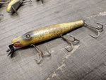 Vtg Garrett CCB Co 9-7-20 Pikie Minnow Wood Glass Eye Green Fishing Lure Plug