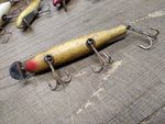 Vtg Garrett CCB Co 9-7-20 Pikie Minnow Wood Glass Eye Green Fishing Lure Plug