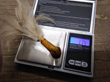 Vtg Yellow Lead Jig Head Fishing Lure 1.74 Oz 5" Red Faceted Stone Eyes Feathers