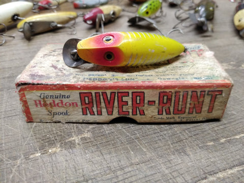 Vtg Heddon River Runt Spook Sinker Fresh Water Fishing Lure with Half Box