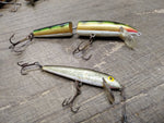 Vtg 2 Pc Lot Rapala & Japan Fishing Lure Fresh Water Surface Plug Jointed Minnow