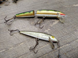 Vtg 2 Pc Lot Rapala & Japan Fishing Lure Fresh Water Surface Plug Jointed Minnow