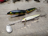 Vtg 2 Pc Lot Rapala & Japan Fishing Lure Fresh Water Surface Plug Jointed Minnow