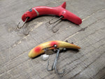 Vtg 2 Pc Lot Shurebite Shedevil Wright & McGill Fishing Lure Surface Plugs Pike