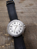 NOS Men's Triumph Motorcycle Quartz Watch White Dial Leather Strap Case Works!
