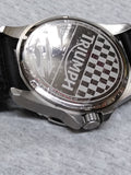 NOS Men's Triumph Motorcycle Quartz Watch White Dial Leather Strap Case Works!