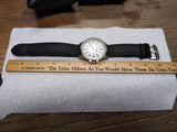 NOS Men's Triumph Motorcycle Quartz Watch White Dial Leather Strap Case Works!