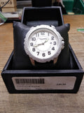 NOS Men's Triumph Motorcycle Quartz Watch White Dial Leather Strap Case Works!