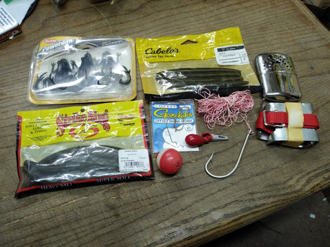 Fishing Tackle Lot Cabela's Power Bait Strike King Hand Line Hooks Ice Cleats