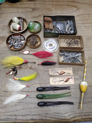 Vtg Fishing Lure Tackle Lot Worth Cortland Spinners Jigs Sinkers Fresh Water
