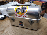 Vtg Priscilla Ware Aluminum Dome Lid Miners Lunch Bucket Eagle Lock Co Stickers