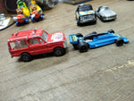 Vtg 7 Pc Lot Diecast Cars Trucks Hasbro Transformer Buddy L Majorette Friction