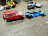 Vtg 7 Pc Lot Diecast Cars Trucks Hasbro Transformer Buddy L Majorette Friction