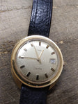 Vtg Men's Timex Electric Date Wrist Watch Gold Toned Leather 8.50 Strap Working!
