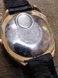 Vtg Men's Timex Electric Date Wrist Watch Gold Toned Leather 8.50 Strap Working!