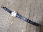 Vtg Men's Timex Electric Date Wrist Watch Gold Toned Leather 8.50 Strap Working!