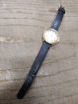 Vtg Men's Timex Electric Date Wrist Watch Gold Toned Leather 8.50 Strap Working!