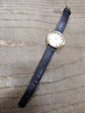 Vtg Men's Timex Electric Date Wrist Watch Gold Toned Leather 8.50 Strap Working!