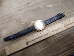 Vtg Men's Timex Electric Date Wrist Watch Gold Toned Leather 8.50 Strap Working!
