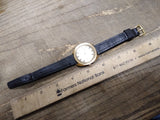Vtg Men's Timex Electric Date Wrist Watch Gold Toned Leather 8.50 Strap Working!