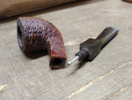 Vtg Unknown Real Briar Rusticated Bent Smoking Tobacco Pipe w/Stinger Good Shape