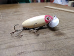 Vtg Fred Arbogast Jitterbug Fresh Topwater Red & White Fishing Lure Nice Shape!