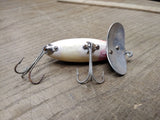 Vtg Fred Arbogast Jitterbug Fresh Topwater Red & White Fishing Lure Nice Shape!