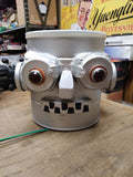 Steam Punk Robot Silver Head Red Eyes Coffee Can Lamp Light Halloween Decor
