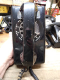 Vtg 1981 ITT Wall Mount Black Rotary Dial Telephone Model 554 Dial Works