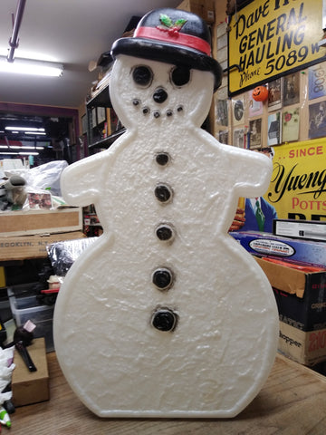 Vtg Don Featherstone Blow Mold Snow Man Union Products Lighted 23' x 14" Nice!