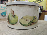 Vtg Biscuit Tin Designed By Louise Carling Green Apples 8 Inch Made In England!