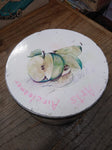 Vtg Biscuit Tin Designed By Louise Carling Green Apples 8 Inch Made In England!