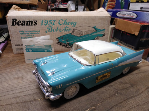 Vtg Jim Beam EMPTY Decanter 1957 Chevrolet Bel Air Turquoise Blue Ceramic w/Box!