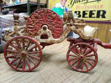 Vtg Cast Iron Toy Horse Drawn Fire Wagon Truck w/Hose Reel Arcade Hubley Type