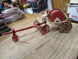 Vtg Cast Iron Toy Horse Drawn Fire Wagon Truck w/Hose Reel Arcade Hubley Type