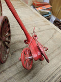 Vtg Cast Iron Toy Horse Drawn Fire Wagon Truck w/Hose Reel Arcade Hubley Type