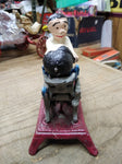 Vtg Working Painted Cast Iron Mechanical Coin Bank Dentist Pulling Tooth