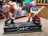 Vtg Painted Cast Iron Mechanical Coin Bank Hometown Battery Baseball Players