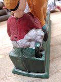 Vtg Painted Cast Iron Mechanical Coin Bank Hometown Battery Baseball Players