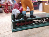 Vtg Painted Cast Iron Mechanical Coin Bank Hometown Battery Baseball Players