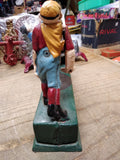 Vtg Painted Cast Iron Mechanical Coin Bank Hometown Battery Baseball Players