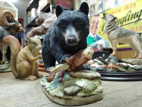 Vtg Lefton China Black Bear Figurine KW4912 Hand Painted Porcelain Japan