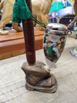 Vtg Bavarian Hunters Tobacco Pipe Rain Cover Porcelain Bowl Cherry Stem Germany!