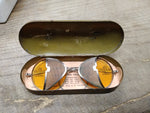 Vtg Wilson Yellow Round Lens Side Shield Goggles #N86 Safety Glasses 1918 w/Case