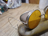 Vtg Wilson Yellow Round Lens Side Shield Goggles #N86 Safety Glasses 1918 w/Case