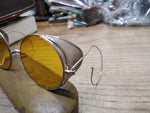 Vtg Wilson Yellow Round Lens Side Shield Goggles #N86 Safety Glasses 1918 w/Case
