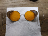 Vtg Wilson Yellow Round Lens Side Shield Goggles #N86 Safety Glasses 1918 w/Case
