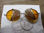Vtg Wilson Yellow Round Lens Side Shield Goggles #N86 Safety Glasses 1918 w/Case
